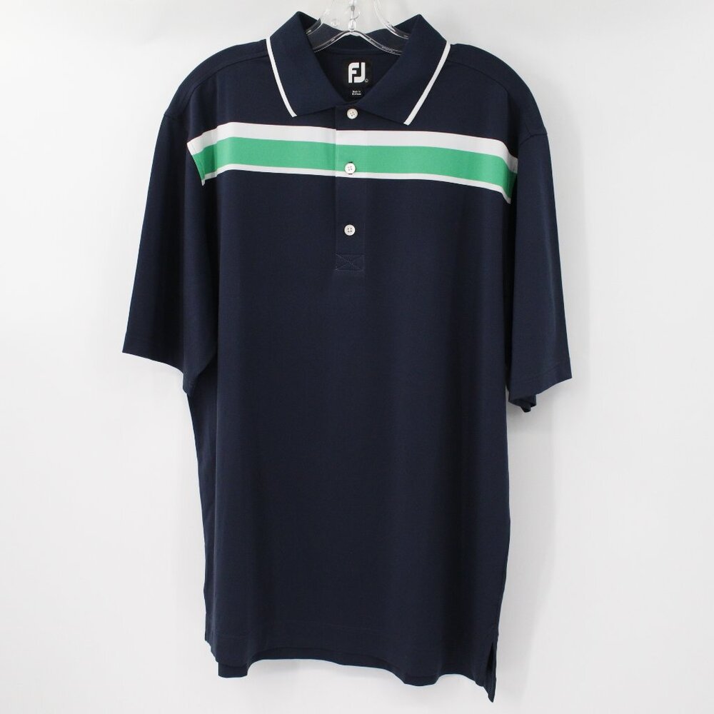 footjoy shirt men's Large Polo golf performance‎ short sleeve striped stretch